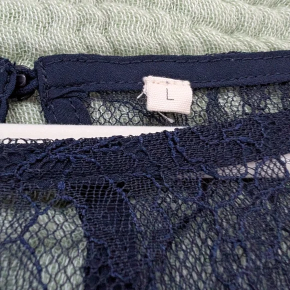 Starry Night Blouse in Midnight Blue with Lace Sleeves and Back - Picture 11 of 12